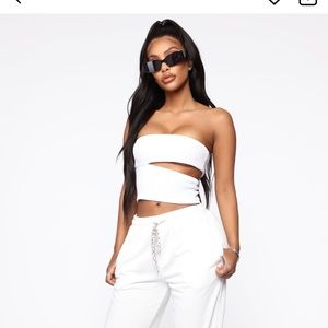 Fashion Nova White sleeveless crop top